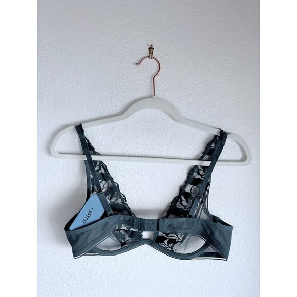 NWT Maison Lejaby Sin Embroidered Underwired Triangle Bra in Lagoon Teal Sz 36B - Picture 5 of 11